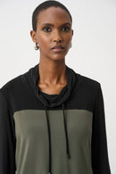 Funnel Neck Tunic - Avocado/black
