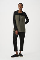 Funnel Neck Tunic - Avocado/black