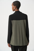 Funnel Neck Tunic - Avocado/black