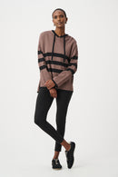 Striped Hoodie - Mink/black
