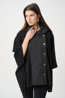 Quilted Poncho Jacket - Black