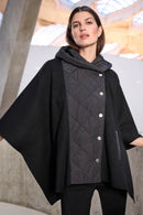 Quilted Poncho Jacket - Black