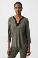 Color Block Straight Top - Avocado/black