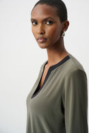Color Block Straight Top - Avocado/black