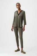 Color Block Straight Top - Avocado/black