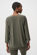 Color Block Straight Top - Avocado/black