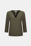 Color Block Straight Top - Avocado/black