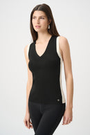 V Neck Fitted Cami - Black/birch