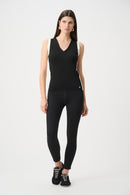 V Neck Fitted Cami - Black/birch