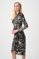 Animal Print Sheath Dress - Grey Multi