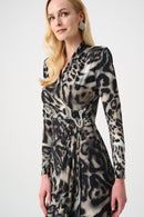 Animal Print Sheath Dress - Grey Multi