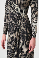 Animal Print Sheath Dress - Grey Multi
