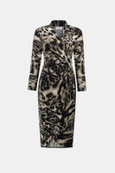 Animal Print Sheath Dress - Grey Multi