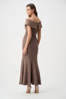 Off Shoulder Trumpet Dress - Bronze