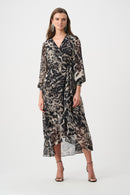 Chiffon Print Wrap Dress - Grey Multi