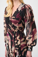 Chiffon Print Wrap Dress - Black/multi