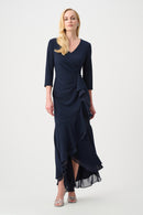 Ruffled Trumpet Dress - Midnight Blue