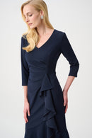 Ruffled Trumpet Dress - Midnight Blue