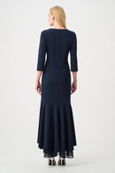 Ruffled Trumpet Dress - Midnight Blue