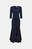 Ruffled Trumpet Dress - Midnight Blue