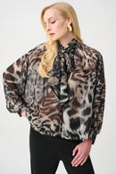 Animal Print Boxy Top - Grey Multi