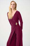 Wide Leg Wrap Jumpsuit - Berry Burst