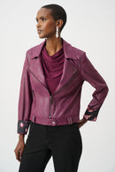 Foiled Faux Suede Jacket - Elderberry