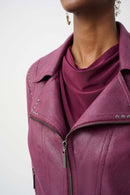 Foiled Faux Suede Jacket - Elderberry