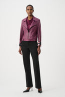 Foiled Faux Suede Jacket - Elderberry