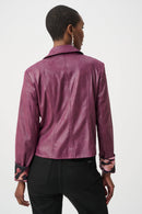 Foiled Faux Suede Jacket - Elderberry
