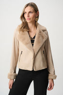 Foiled Faux Suede Jacket - Soft Taupe