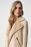Foiled Faux Suede Jacket - Soft Taupe