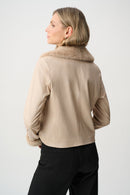 Foiled Faux Suede Jacket - Soft Taupe
