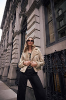 Foiled Faux Suede Jacket - Soft Taupe