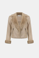 Foiled Faux Suede Jacket - Soft Taupe