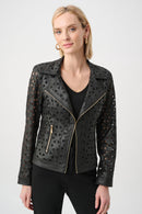 Faux Suede And Moto Jacket - Black