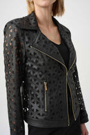 Faux Suede And Moto Jacket - Black