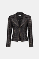 Faux Suede And Moto Jacket - Black