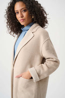 Wool Blend Plaid Reversible Coat - Oatmeal/multi
