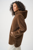Faux Fur Hooded Coat - Dark Mink