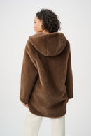 Faux Fur Hooded Coat - Dark Mink