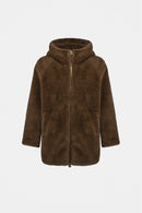Faux Fur Hooded Coat - Dark Mink