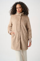 Faux Fur Mock Neck Coat - Soft Taupe