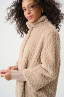 Faux Fur Mock Neck Coat - Soft Taupe