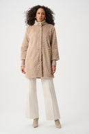 Faux Fur Mock Neck Coat - Soft Taupe
