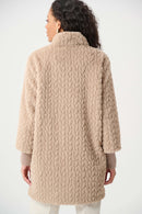 Faux Fur Mock Neck Coat - Soft Taupe
