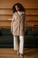 Faux Fur Mock Neck Coat - Soft Taupe