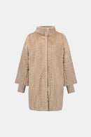 Faux Fur Mock Neck Coat - Soft Taupe