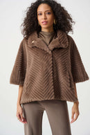 Chevron Faux Fur Jacket - Mink