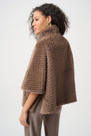 Chevron Faux Fur Jacket - Mink